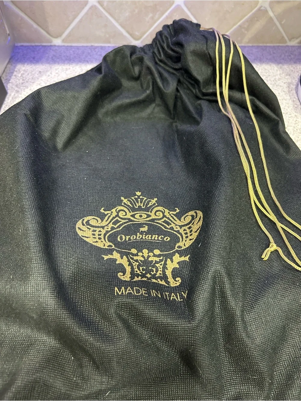 Navy Travel Briefcase with Brown Trim and Crest Accent